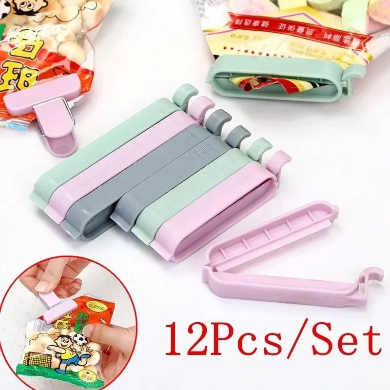 

12PCSPortable Kitchen Storage Food Snack Seal Sealing Bag Clips Sealer Clamp Food Close Clip Plastic Tool Kitchen Accessories