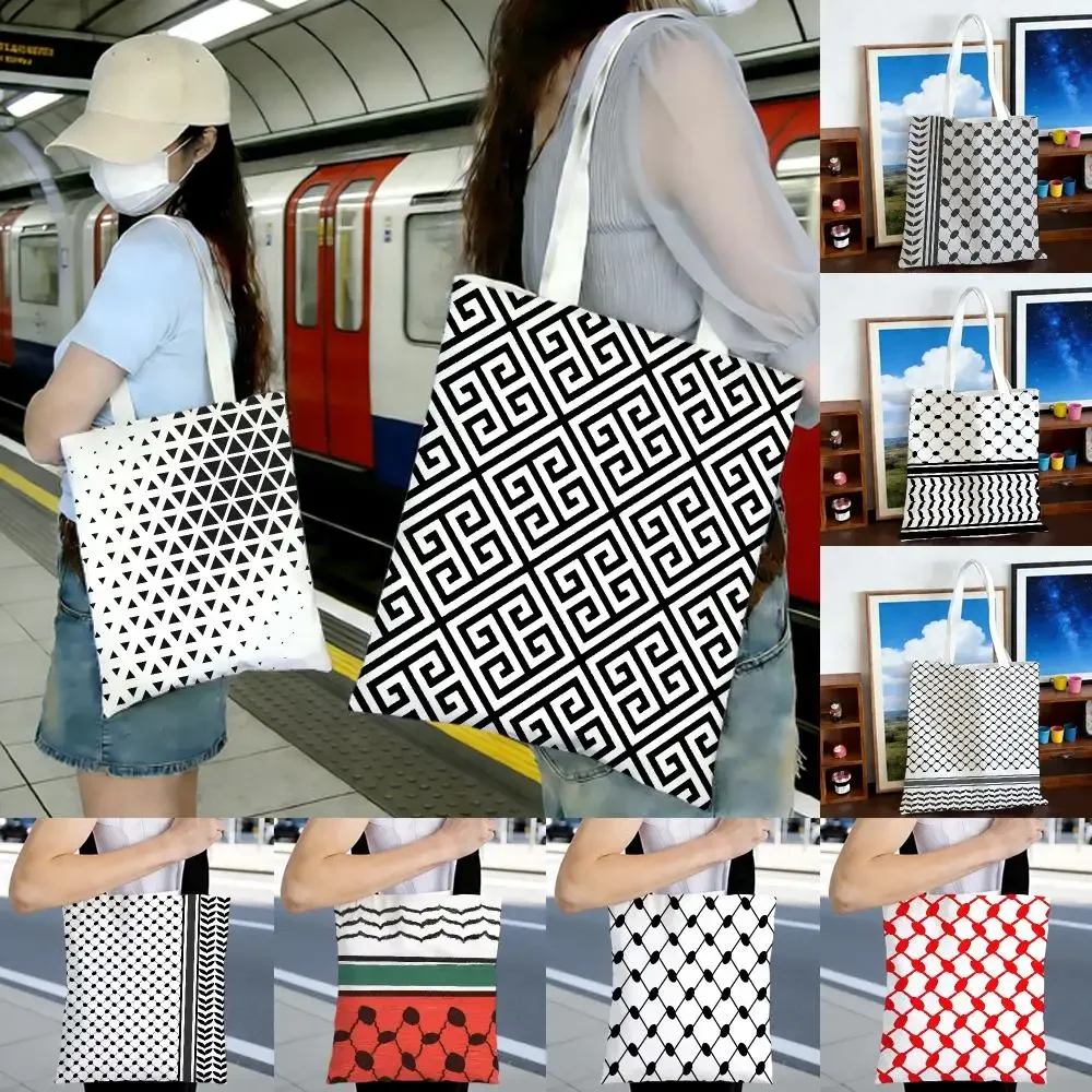 textile ornament K-Keffiyeh Scarf Checkered Pattern Storage Bags Printed Series Shoulder Bag Portable Daily Lightweight Tote Bag