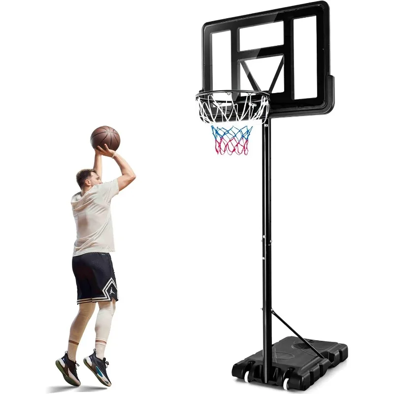 

Giantex Portable Basketball Hoop Outdoor, 4.25-10ft Height Adjustable Basketball Goal System w/ 43.5" Shatterproof Backboard