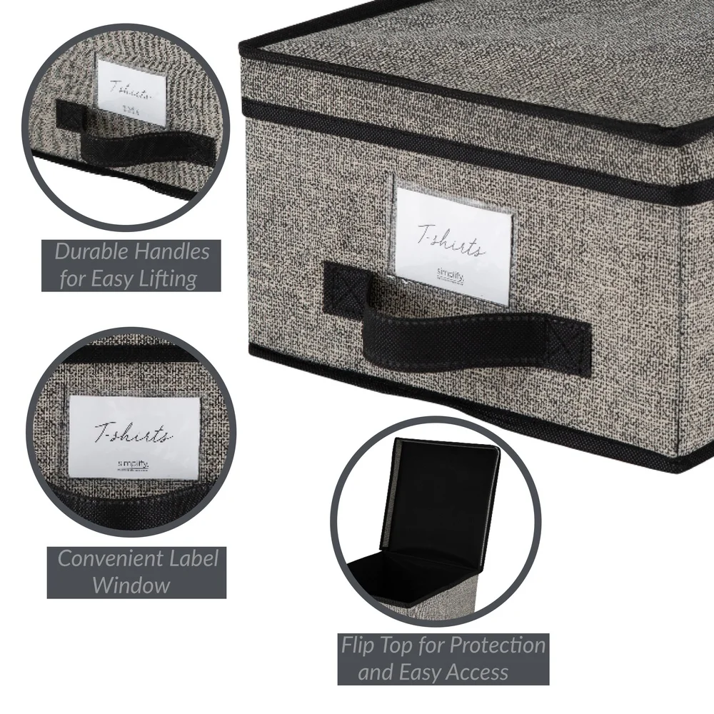 صندوق تخزين بلاستيكي قابل للتكديس مع غطاء وملصق نافذة الملابس وتنظيم تذكار للاستخدام المثالي في غرفة النوم #6