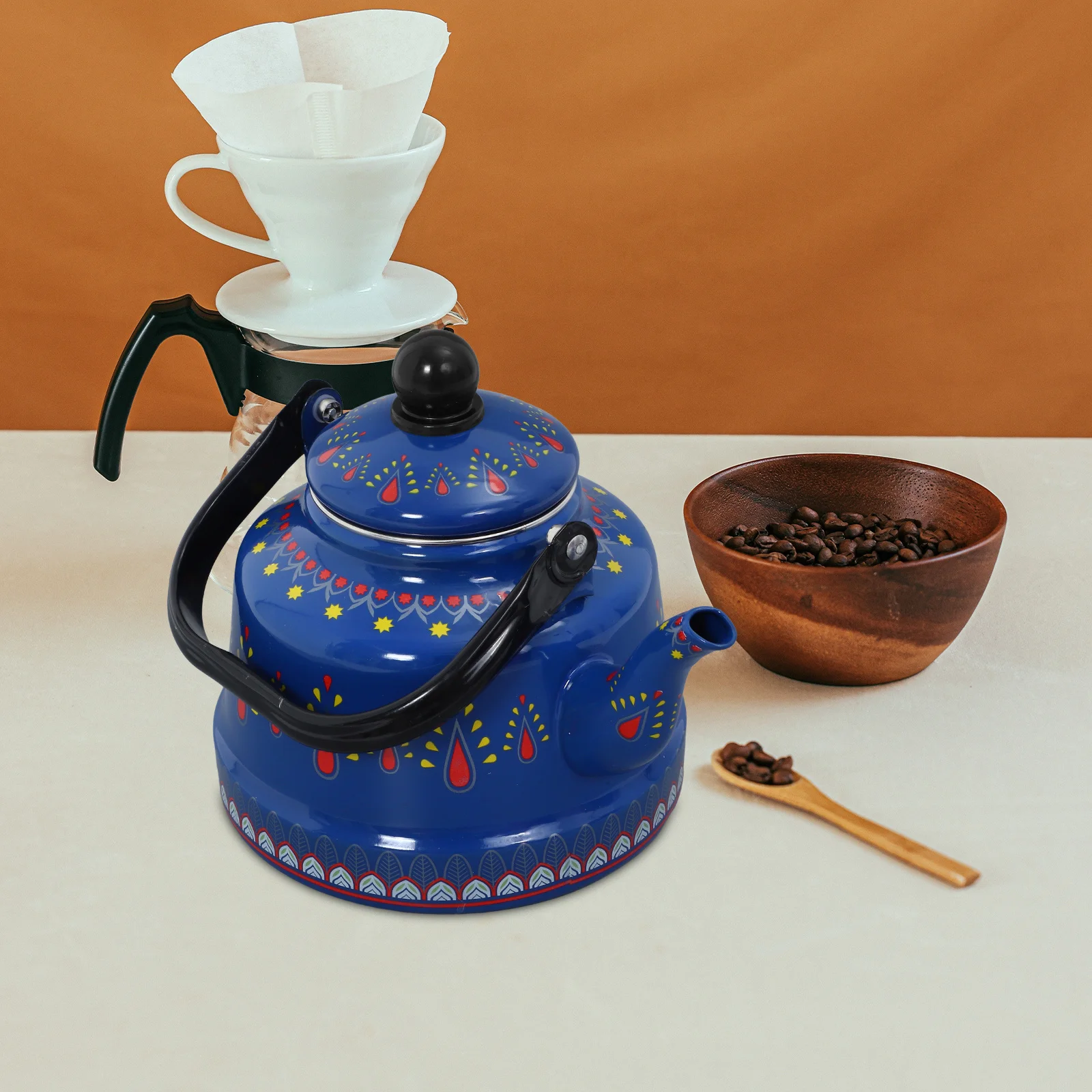 

1pcs Enamel Tea 1.5L Stovetop Kettle For Boiling Water Vintage Coffee Pot Retro Kitchen Server Enameled Pot Small Tea