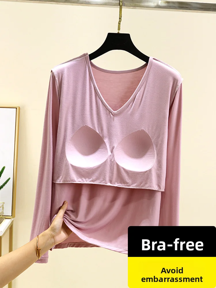 مشروط طويل Sve تي شيرت المرأة ربيع الخريف رقيقة V-Ne حجم كبير فضفاض قاعدة عادية irt تخفيف Sle طول منتظم #3