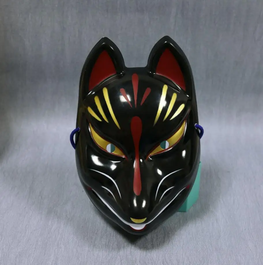 Imagem -03 - Anime Japonês Kitsune Full Face Fox Máscaras Kabuki Masquerade Halloween Party Decor Capas de Rosto 20 Pcs