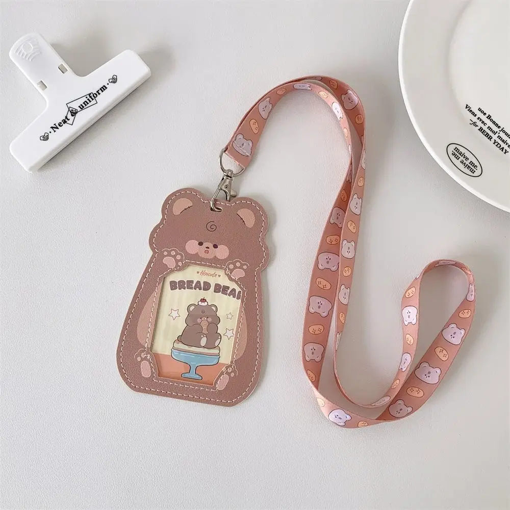 High Quality Cartoon Photocard Holder Kawaii with Lanyard Card Holder Cute PU ID Holders