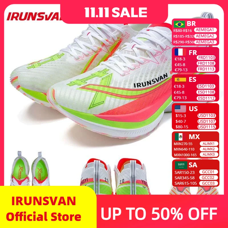 2024 IRUNSVAN Shadow Wing 2.0 Carbon Sport Shoes Original Unisex Sneakers Outdoor Marathon Running Shoes Cushioned Rebound Shoes