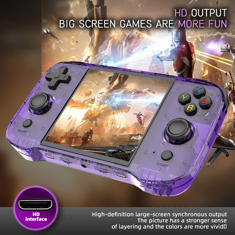 R46S Retro Handheld Game Console Linux System 4.0inch IPS Screen RK3566 Portable Handheld Video Player For PS1 N64 PSP 3D Games