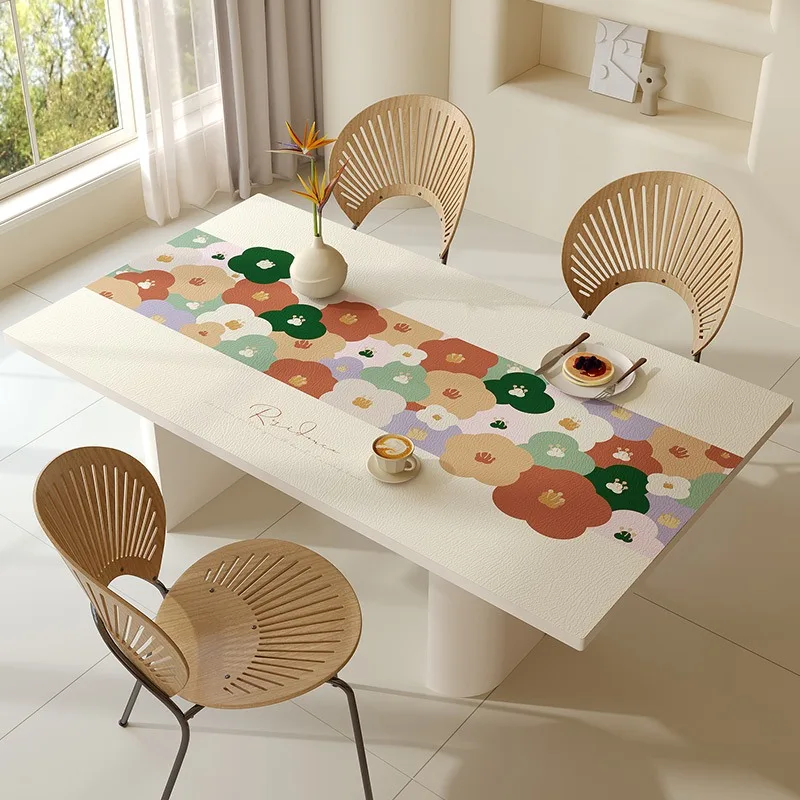 

Creative Floral Dining Table Mats Minimalist Table Pads Waterproof Oil Proof Table Mat Light Color Pad Easy Care Pad Cutable Mat