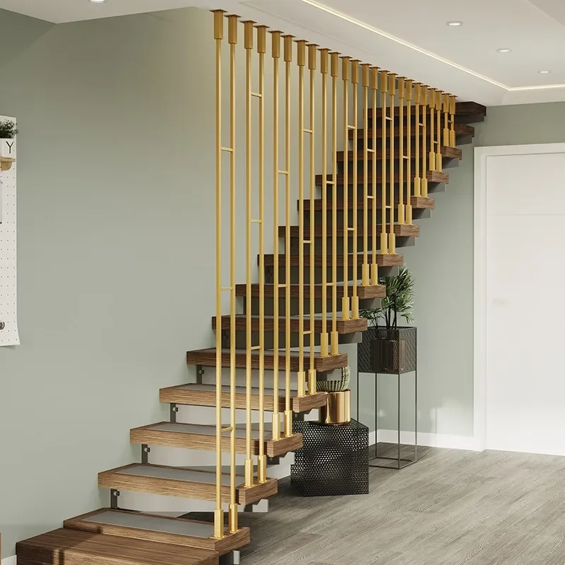 Wrought iron staircase handrail side-mounted railing indoor family villa light luxury duplex self-installed guardrail creative