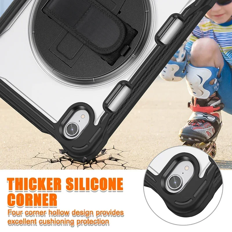 Case For iPad Mini 6 7 8.3 2021 2024 Tablet Case Kickstand Holder Hand Shoulder Strap 360 Rotation Anti-fall Protective Cover