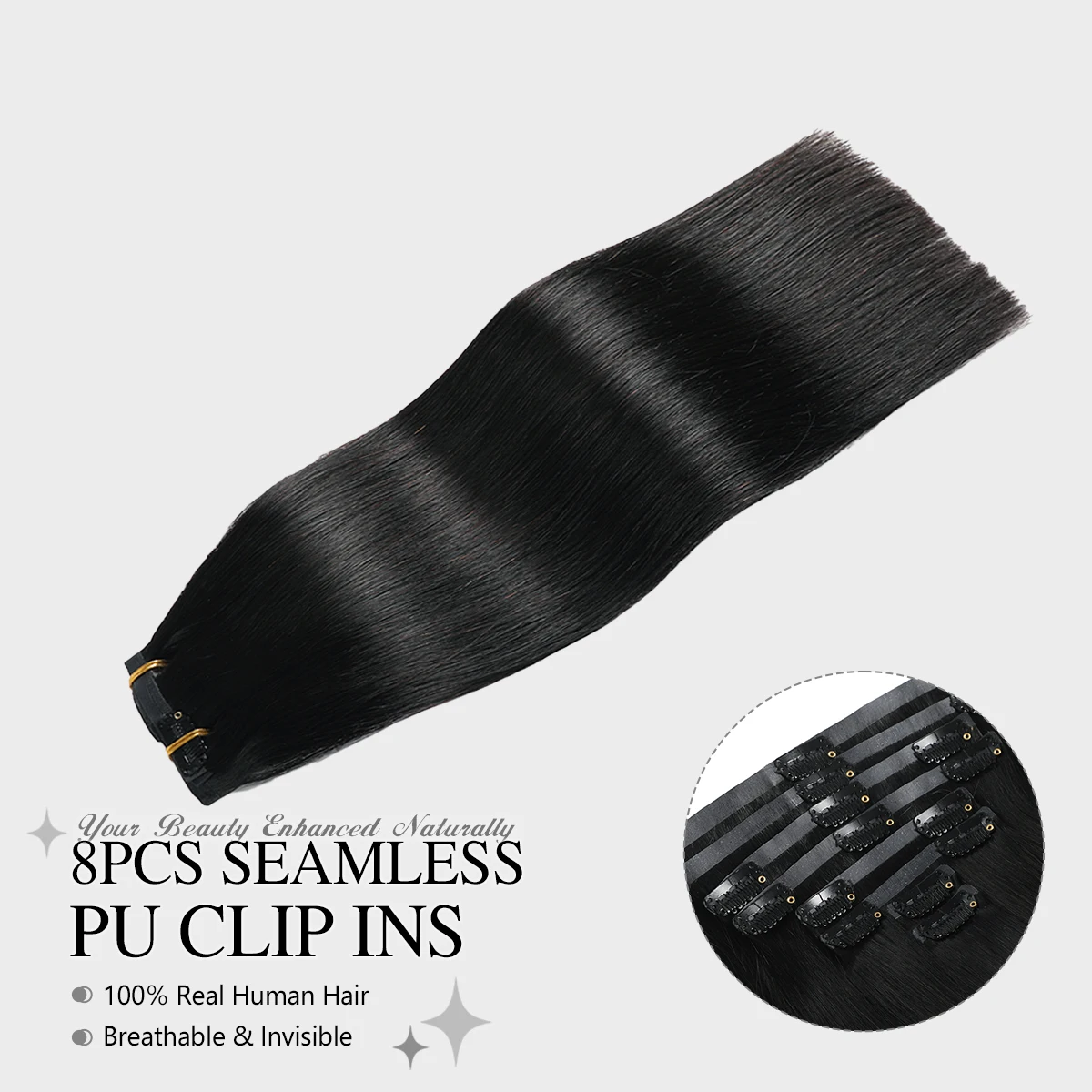 

YILITE 8 шт. Бесшовные накладные пряди из 100% натуральных волос 110-120 г, невидимые, комфортные, естественно вписывающиеся