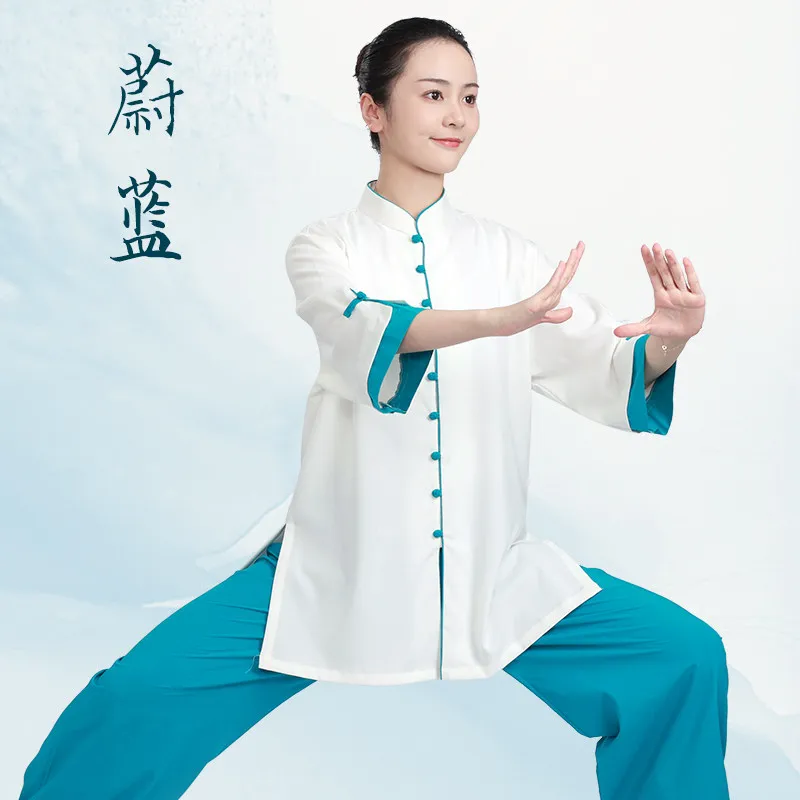Martial Arts Tai Ji Suit Women's New Summer High-End Cotton Linen Exercise Clothing Western Style Eight-Section Brocade