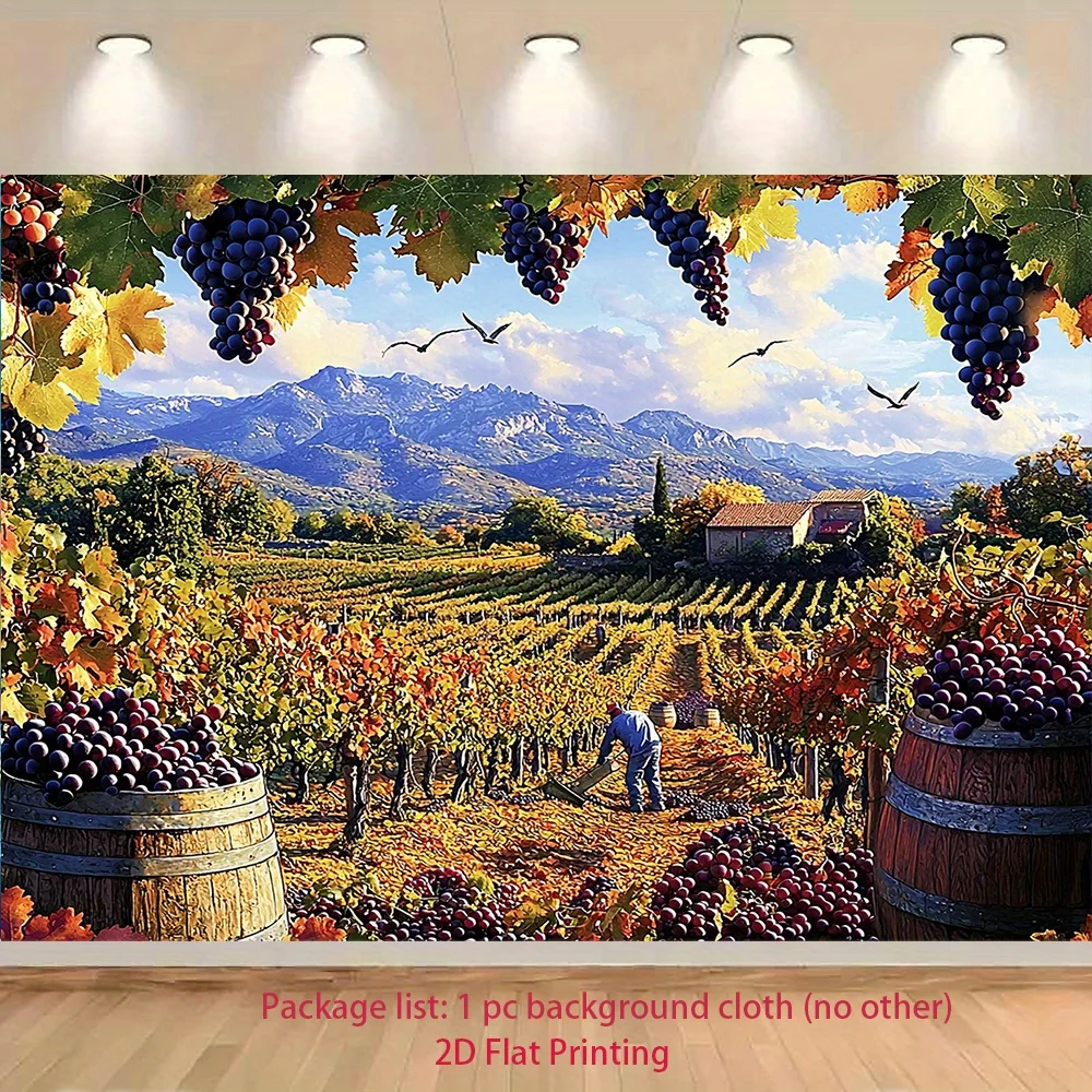 Vineyard Tapestry Wall Hanging Harvest Grape Vineyard Landscape Art Fabric Poster for Living Room Bedroom Home Decor