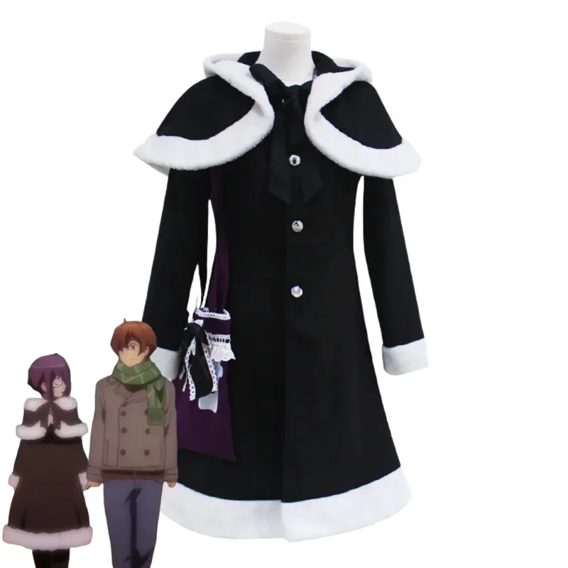 Аниме Love, Chunibyo & Other Delusions Takanashi Rikka Косплей Костюм Черная Зимняя Пальто Мао Сумка Парик Женщина Симпатичные Рождественские Костюмы;