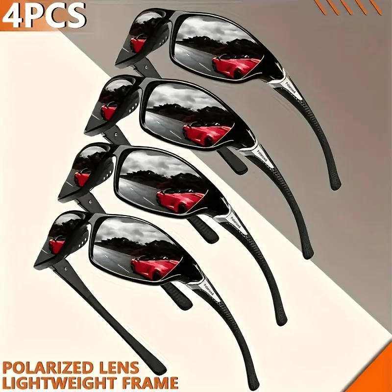 4pcs Set of Fashionable Over-The-Ear Novelty Punk Futuristic Trendy Sunglasses Music Festivals Concerts Without Battery
