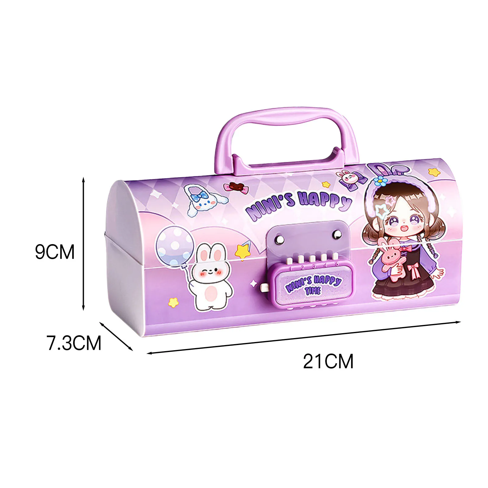 Multi Functional Password Pencil Case Large Capacity Female Elementary School Students With Lock Cute School Supplies Gift