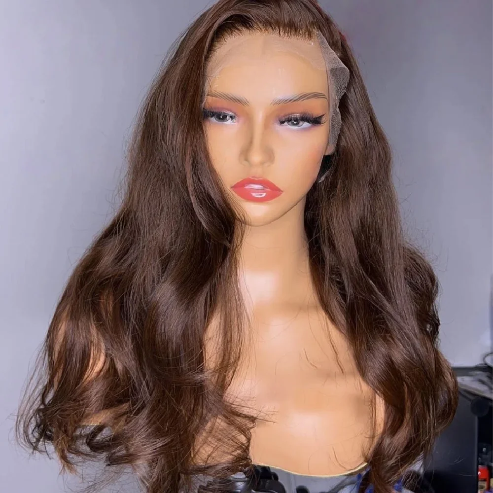 

180Density Body Wave Brown 26" Long 5x5 Silk Base Jewish Human Hair BabyHair HD Lace European Hair Glueless Preplucked