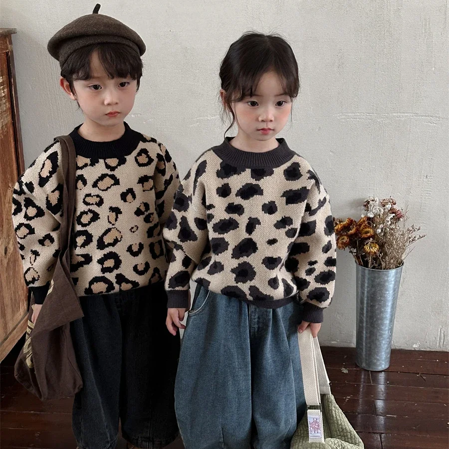 

Winter Baby Long Sleeve Knit Print Sweater Warm Children Knitted Jumpers Kids Girls Casual Pullover Fashion Toddler Boys Clothes