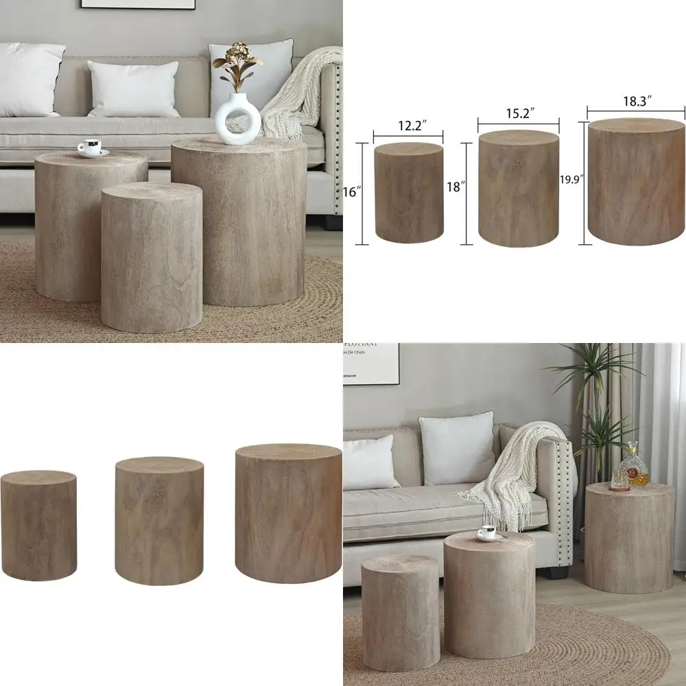 

KevinPlus Set of 3 Small Round Nesting Tables for Living Room and Bedroom, Suitable for Farmhouse and Countryside Decor, Assembl