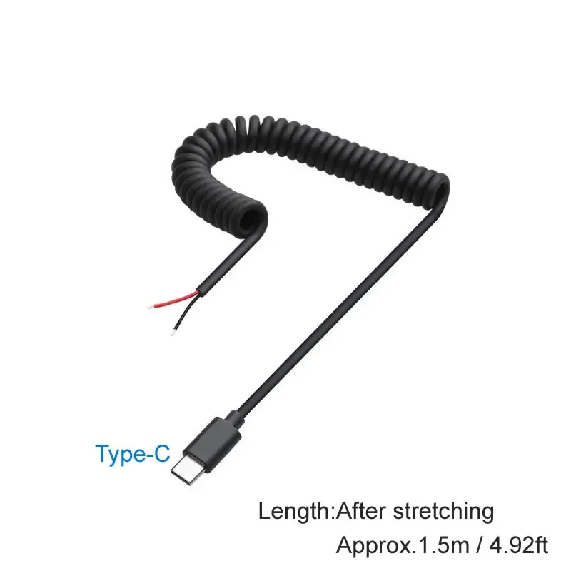 Type-C 2-pins Pigtail-kabel Verlengsnoer DC/USB/USB-C-stekker naar 2-pins kale draad Open uiteinde voor 5V-apparaten DIY Vervang reparatie - afbeelding 1
