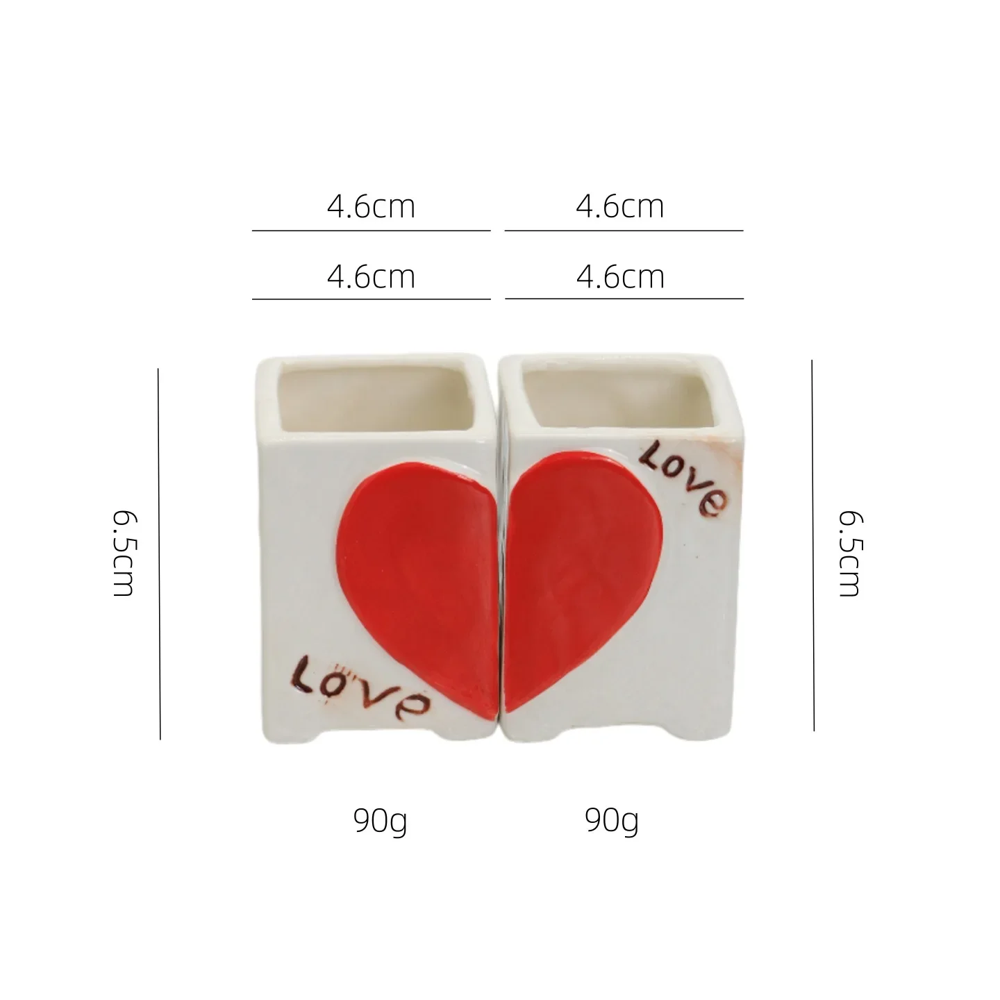 Heart Shaped Ceramic Succulent Pot Set Love Letter Mini Planter Desktop Window Sill Home Decor Valentine Gift Ornament