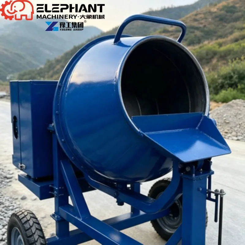 350L Mobile Electric Concrete Mixer Machine, Portable Wheeled Cement Mixer High Performance For Construction Projects CE