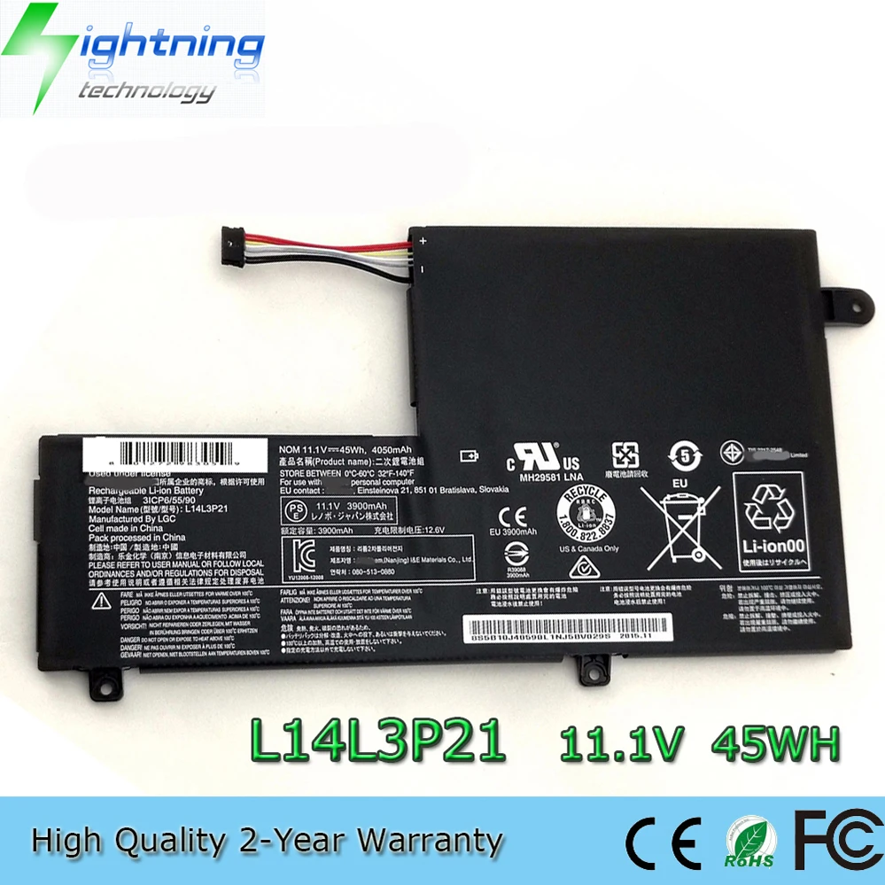 

L14L3P21 11,1 В 45 Втч аккумулятор для ноутбука Lenovo Flex 3 4-1470 1480 1580 Edge 2-1580 L14M3P21 L15L3PB0 e
