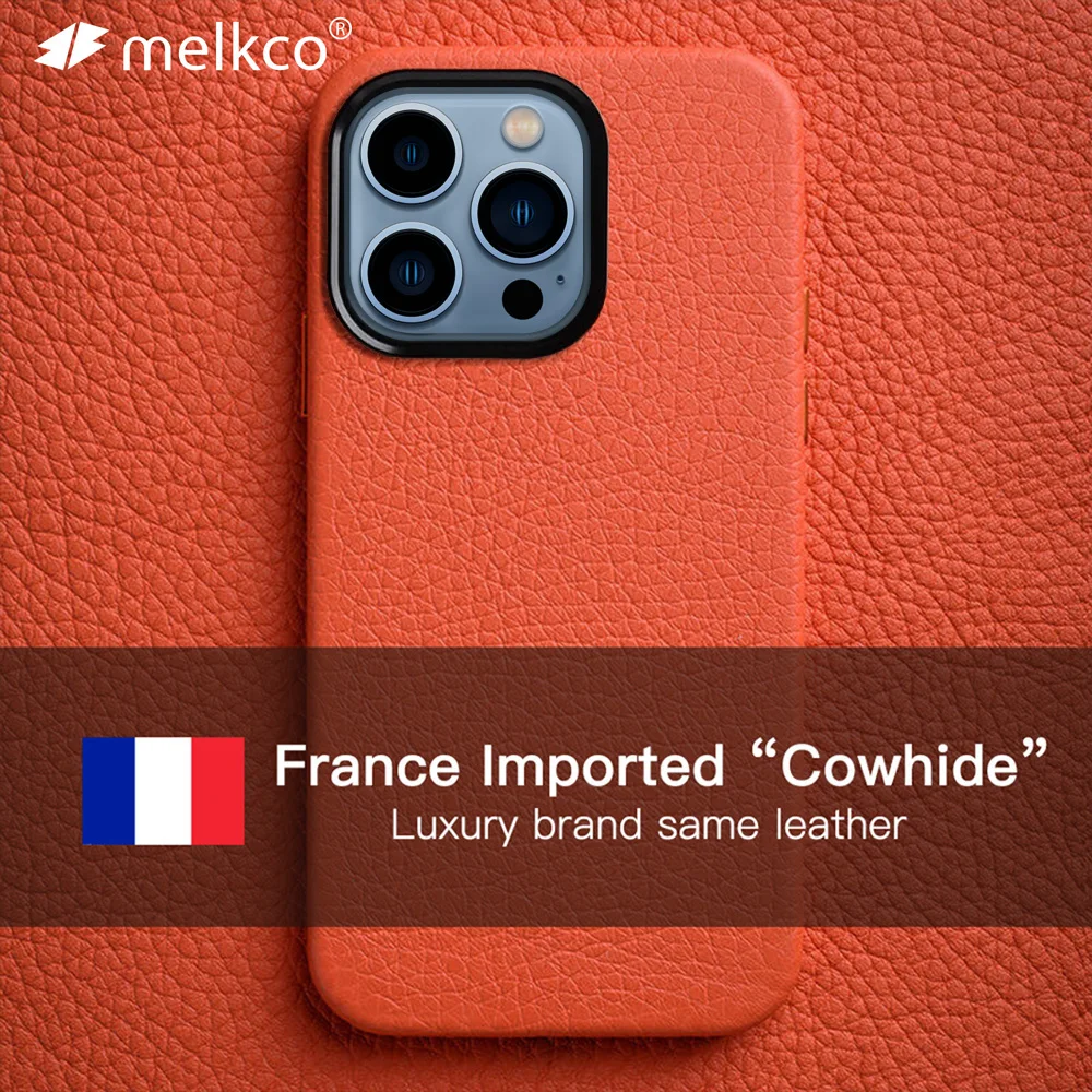 

Melkco French Premium Cowhide Case for iPhone 14 Pro Max 12 13 Luxury Brand Same Genuine Leather Business Fashion Phone Cover