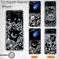 Anime Black Gengars Magsafe Magnetic Phone Case for Samsung Galaxy Z Flip 3 4 Z Flip 5 6 Z 5G Soft Transparent Back Cover