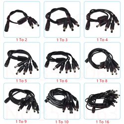 5V 12V 5.5mmX2.1mm 1 To 2/3/4/5/6/8/10/16 Way Female To Male DC Power Splitter Supply Adapter Connector Extension Cable LED CCTV