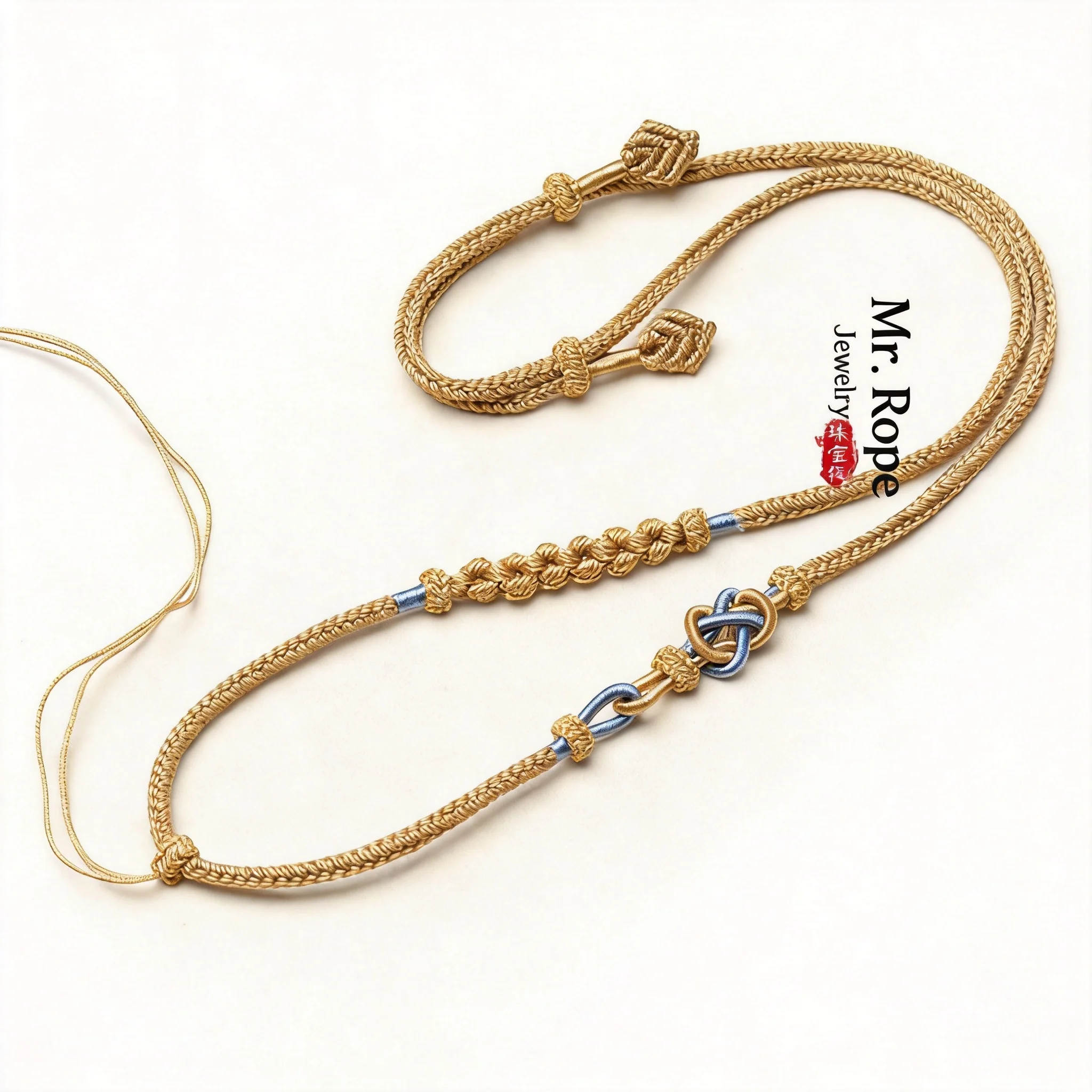 

Chinese Style Handwoven Auspicious Peace Knot Lucky Pendant Rope Adjustable Blessing Cord For Jade Gold Pendant Unisex Sweater