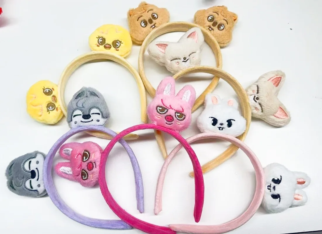 SKZOO K-pop cartoon plush hair band, cute 2D anime merchandise, bangs hair accessory, animal idol merchandise gifts 2026 - Detail 1
