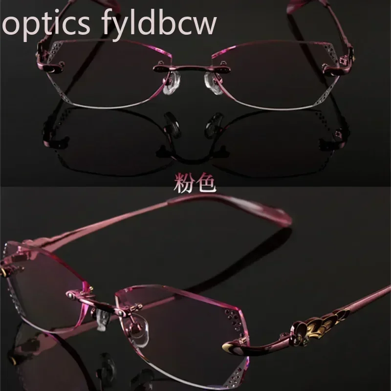 Astigmatism Correction Diamond Reading Glasses Rimless Custom Prescription Titanium Glasses Shortsighted Farsighted Progressive