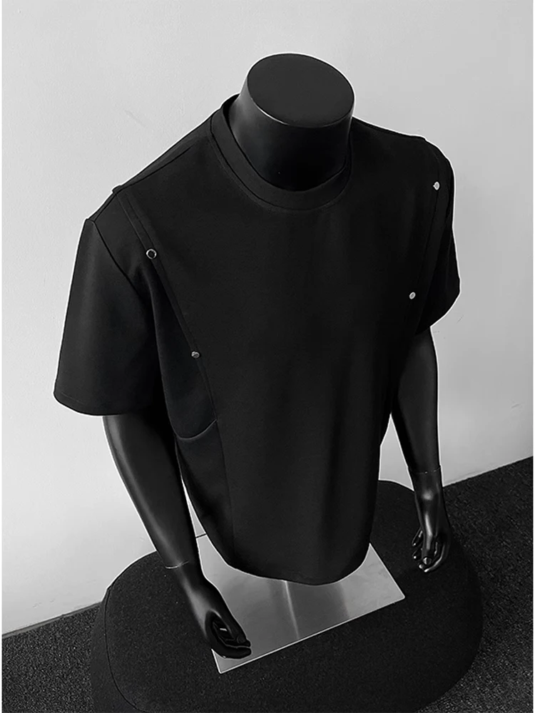 

ay Cleanfit Deconstructed Rivet ort Sve T-irt Men's Summer Trendy Design Heavyweight American Sle Loose Fit Cotton