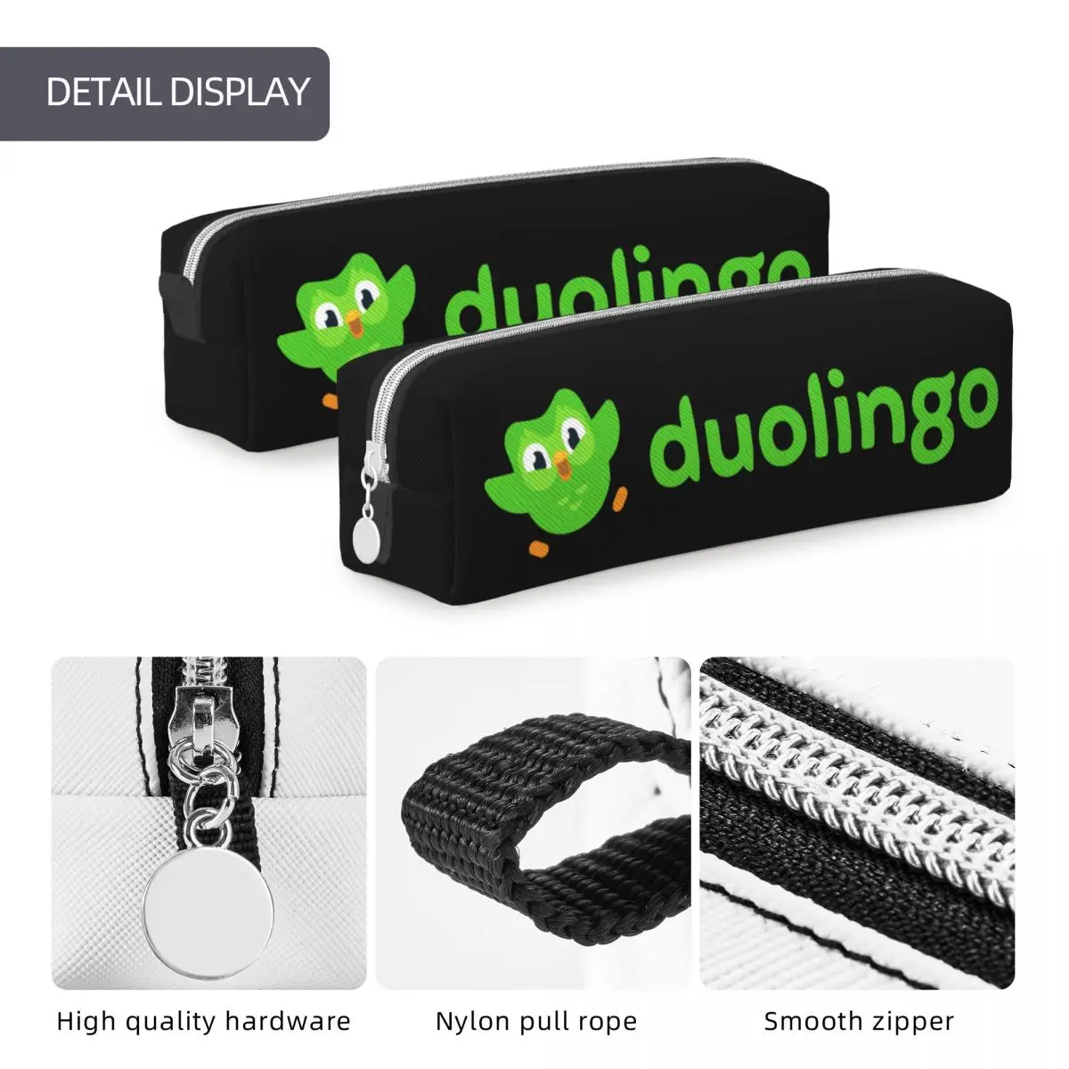 Duolingo Pencil Cases Cartoon Pencilcases Pen Kids Big Capacity Bags School Supplies Gifts Accessories