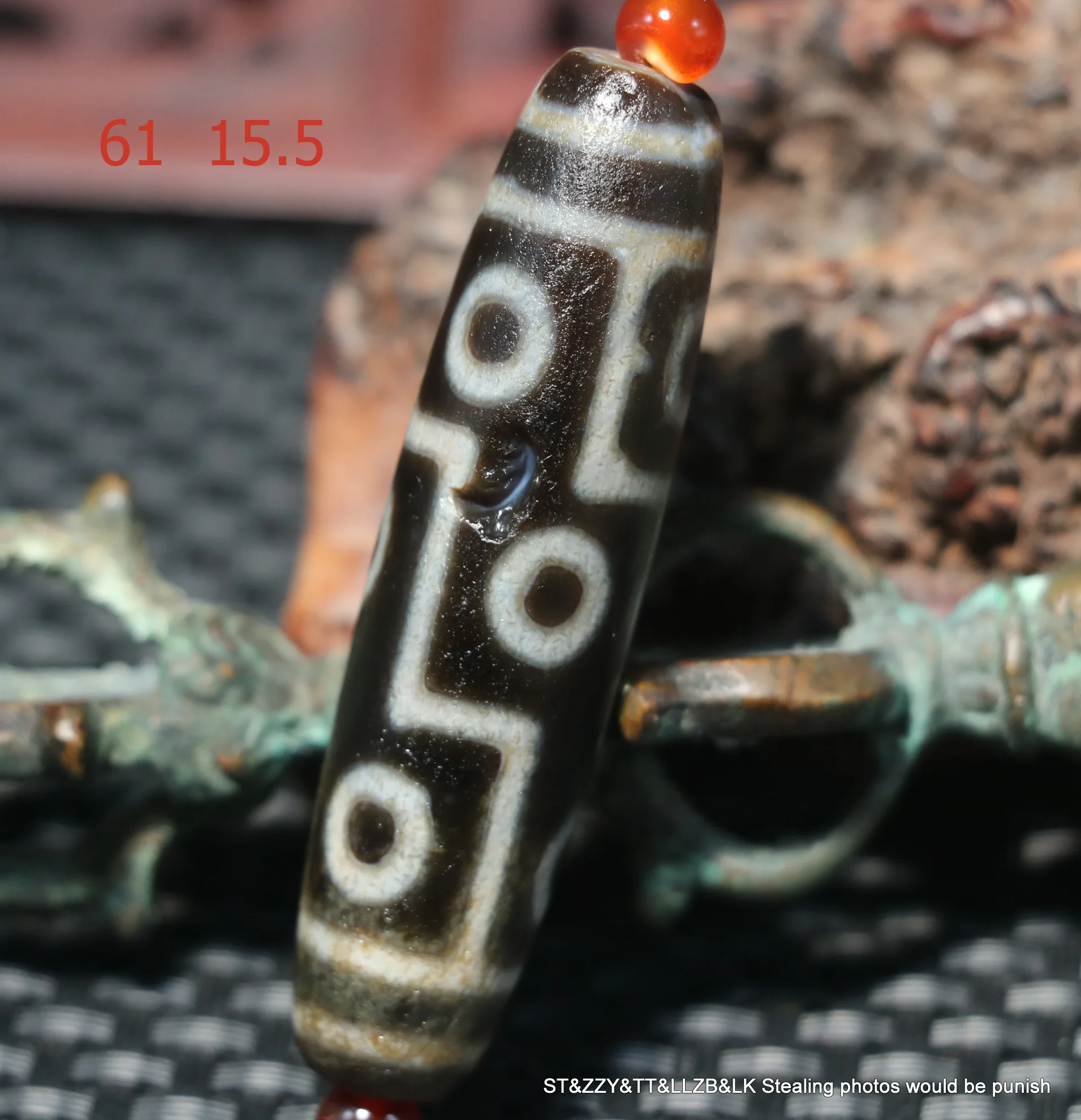 

LKbrother Talisman Treasure Unique Energy Tibetan Old Agate Fold Line 9 Eyed Kingdom dZi Bead Pendant AmuletUPD210919j9