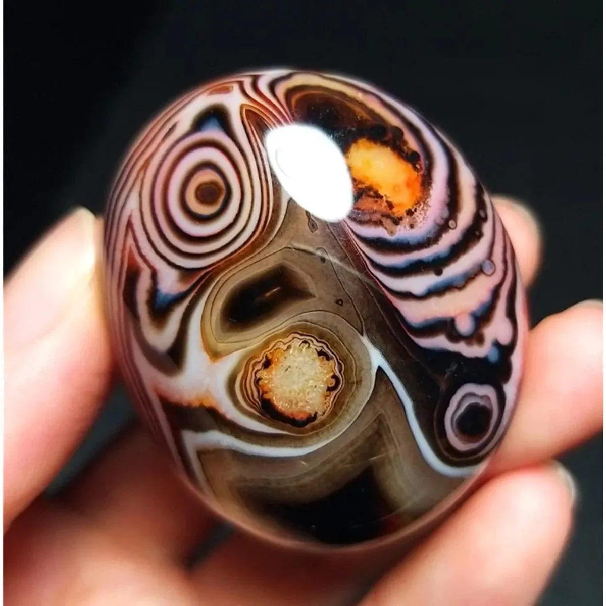 Natural Banded Agate Multi Color, Polished Tumbled, Display Stone, Desk Decor, Crystal Collection, Table Display, Collector Gift