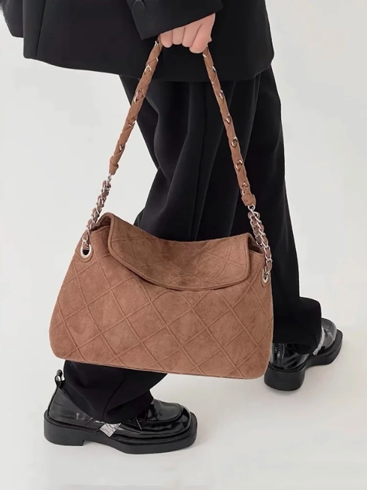

ZAMP Modern Neutral Sle Suede Frosted Women's Crossbody Bag Large Capaci oulder Chain Bag for Autumn Winter Ladies