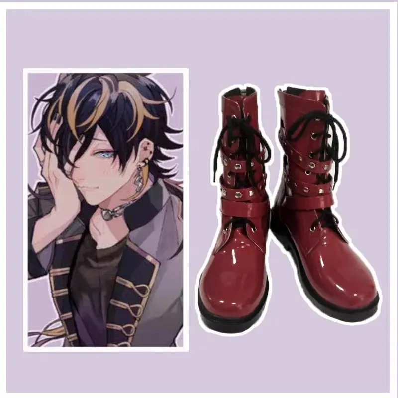 

Hypnosis Mic Division Rap Battl DRB 14th Moon/Jyushi Aimono Обувь для косплея Красные мужские ботинки Аксессуары для костюмов Хэллоуин Вечеринка FDES