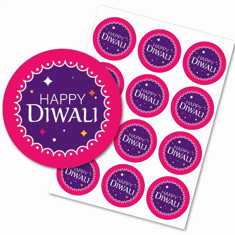 Happiness Happy Diwali - Light Festival Party Round Candy Sticker Gift - Chocolate candy Label .