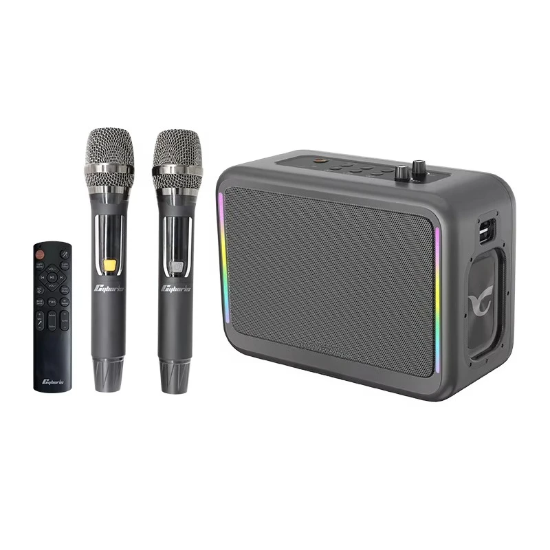 

Cyboris X14 200W Triple Frequency Karaoke Machine, 2 Wireless Mics, Stereo Bass Boombox, Party Speaker System