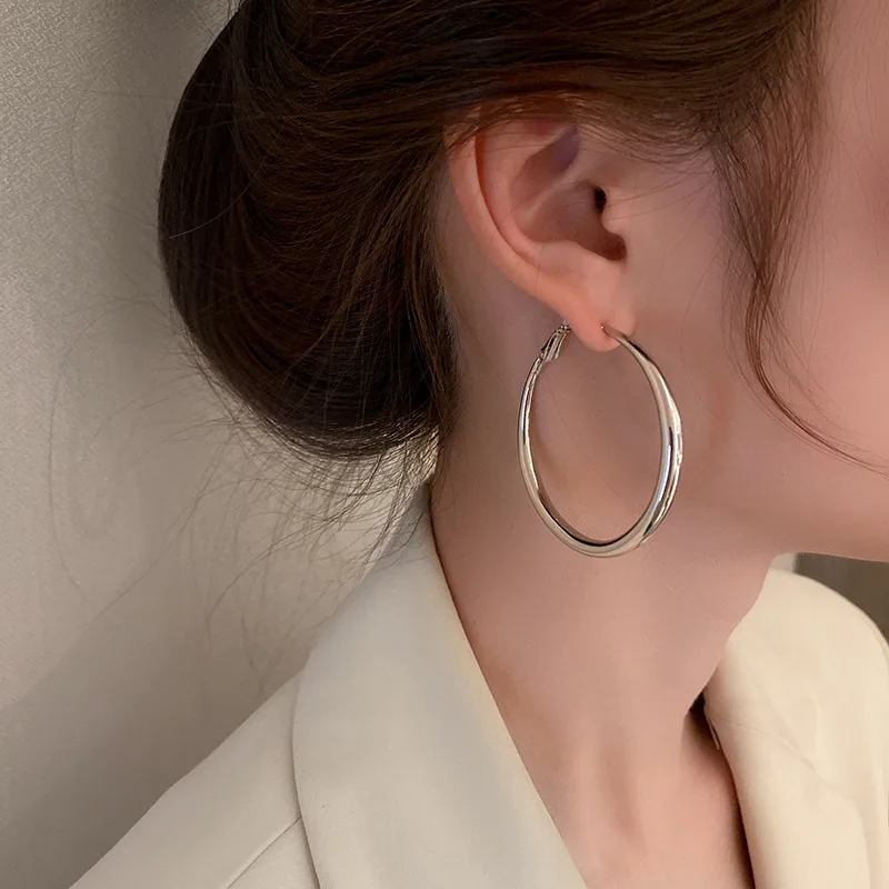 Silver Color Temperament Elegent Geometric Alloy Earrings For Women Simple Fashion Hoop Earrings Party Jewelry Accessories Gifts