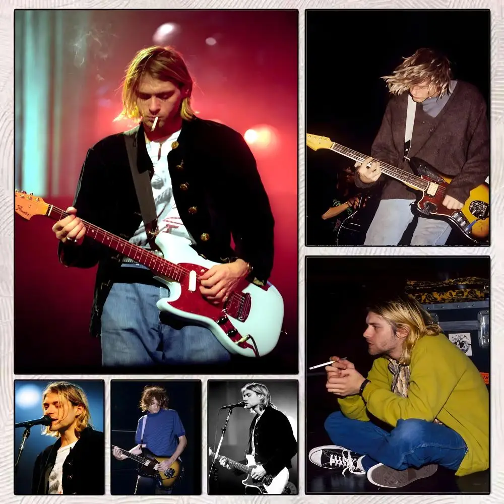 

Singer K-Kurt C-Cobain Guitarist Poster HD Art Mural Wallart Waterproof Vintage Print Decor for Home Decoration DIY Durable