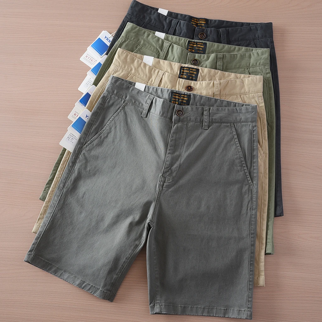 

2025 Summer New Japanese Retro Twill Stretch Casual Cargo Shorts Men's Breathable Stylish Washed Youth Sports Knee Length Pants