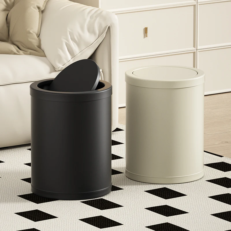 

Metal Trash Can with Swing Lid, Waste Basket, Bathroom Garbage Can, Kitchen, White, Household, Swing, Office