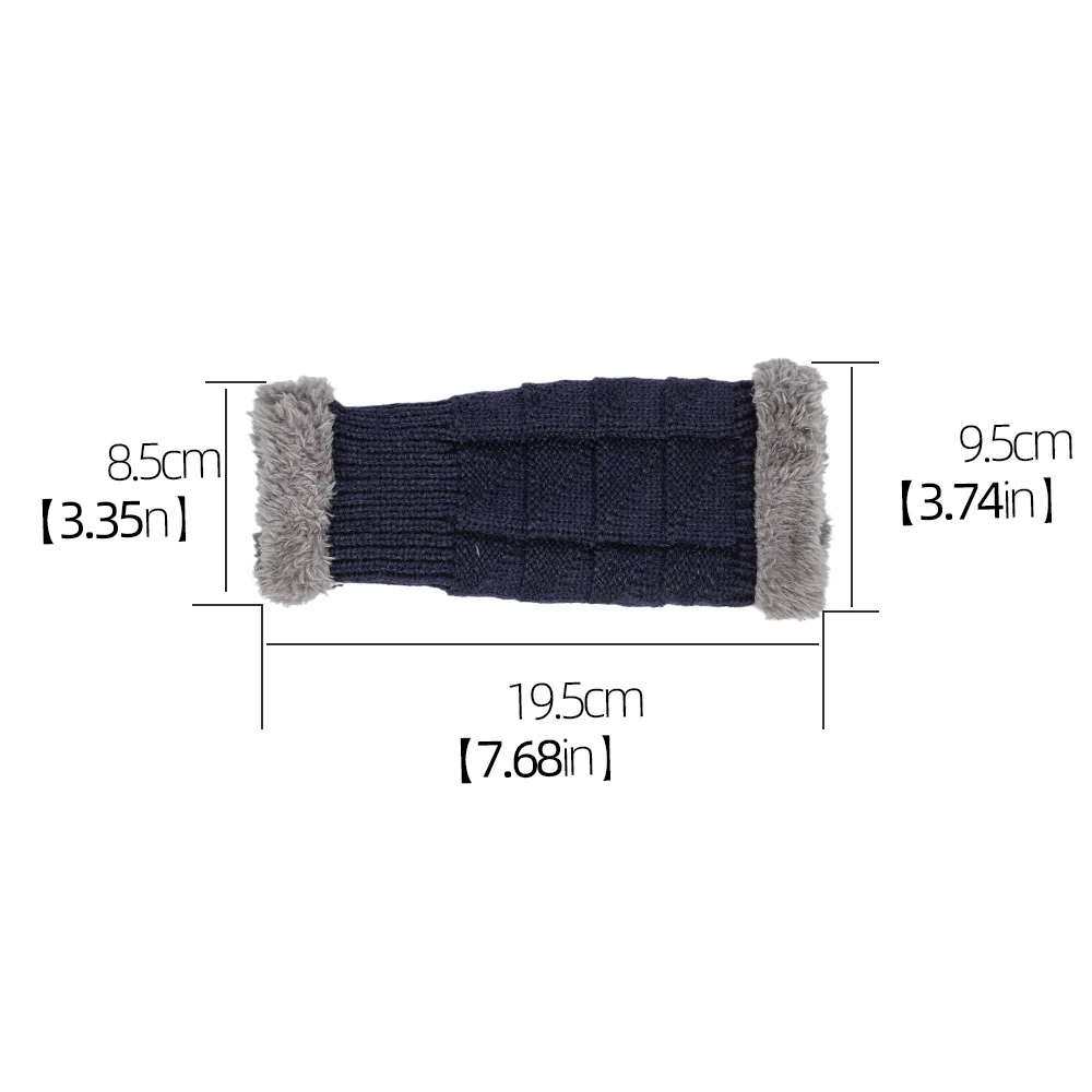 Guantes mullidos de manga corta para mujer, cubiertas de manga elástica de punto para caminar, suaves y cálidos, para compras, invierno y otoño