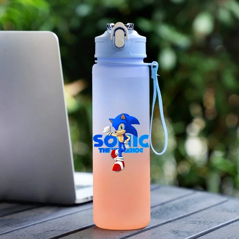 Hedgehog Water Bottle with Straw Kids Kawaii Soniced Sippy Cups Boys Outdoor Sports 750ml Portable Mug Children Christmas Gift
