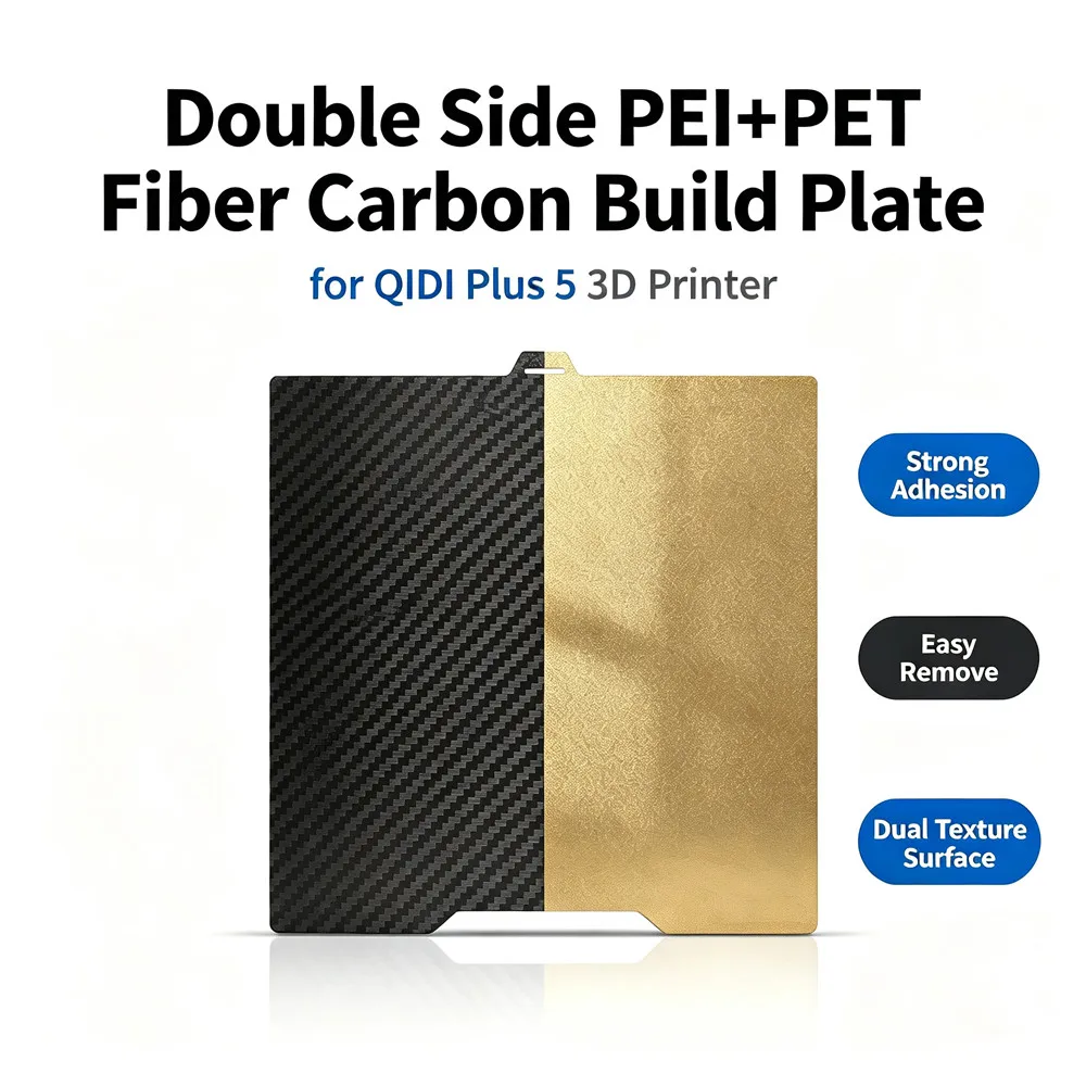 For QIDI Plus 5 Plate Pei Sheet 325x325mm Textured Plus 5 Build Plate Double Sided PEI PET Flexible Print Bed Strong Adhesion