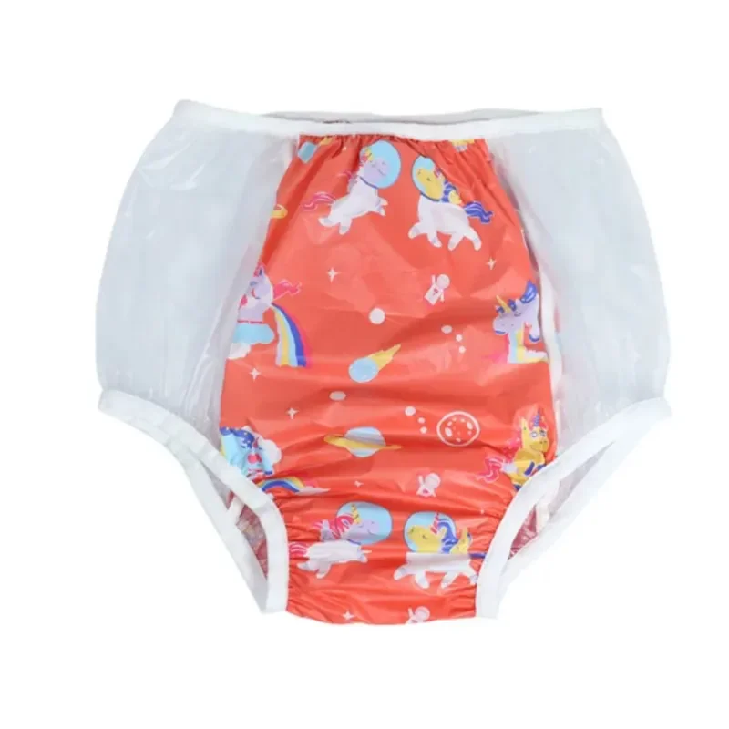 PVC Adult Men Women's Diaper Underwear Transparent Leakage Proof Plastic Pocket Waterproof Incontinence Underpants
