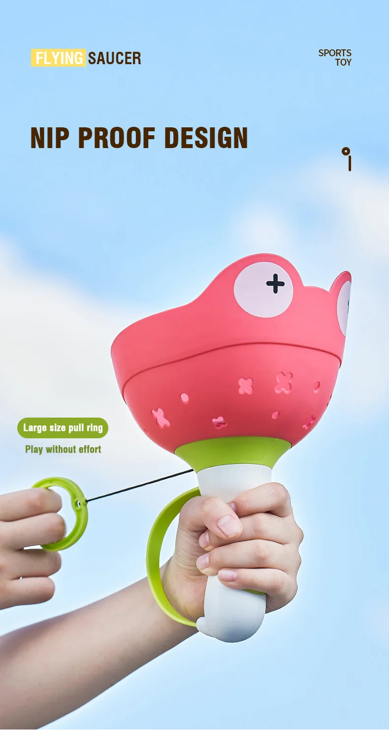 Fliegende Untertasse Disc Launcher Kinder Fliegende Spielzeuge Zugschnur UFO Wurf Fangen Outdoor Sport Propeller Kinder Spielzeug Geschenk Für Junge Mädchen – Detail 14