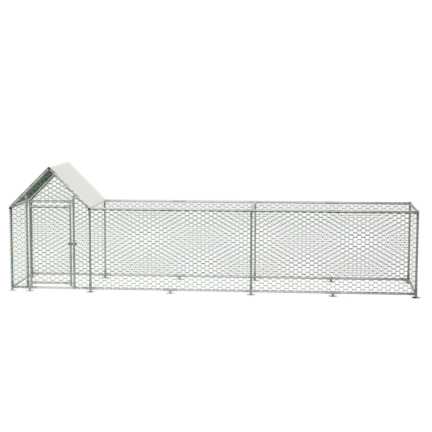 

16x3 FT Walk-in Metal Chicken Coop UV Cover Steel Frame PVC Mesh for Poultry, Customized